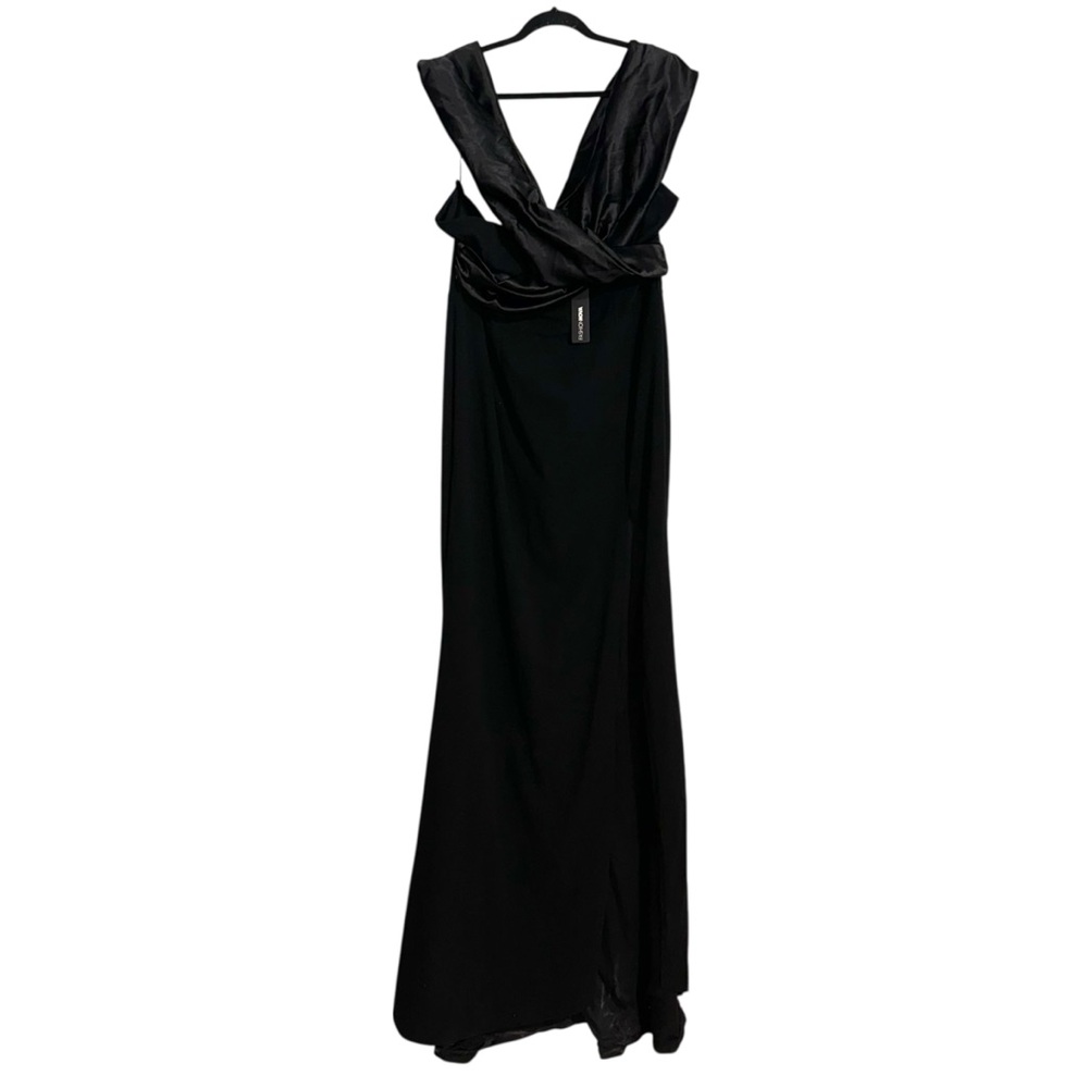 NWT Fashion Nova Am I The Drama Draped Black Maxi Dress Evening Gown 3X - Picture 3 of 9